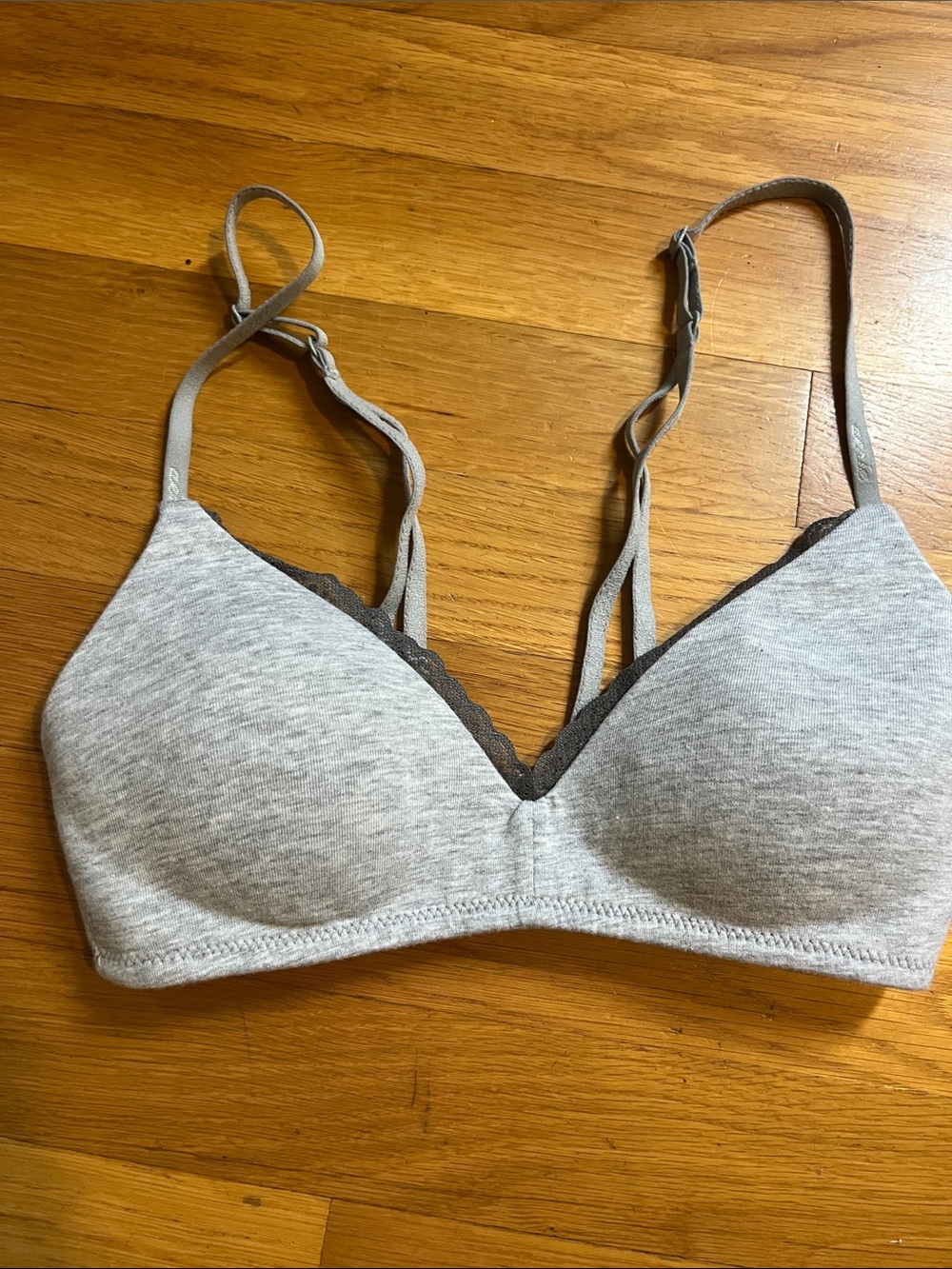 aerie Gray Wireless Lace-Trim Bralette